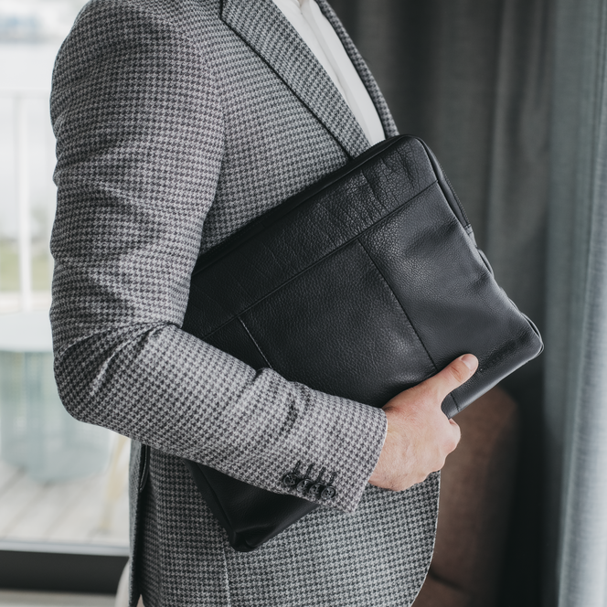 PC-veske skinn 17" Svart